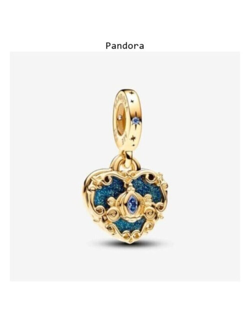 Pandora Cinderella's Carriage & Heart Double Dangle Charm